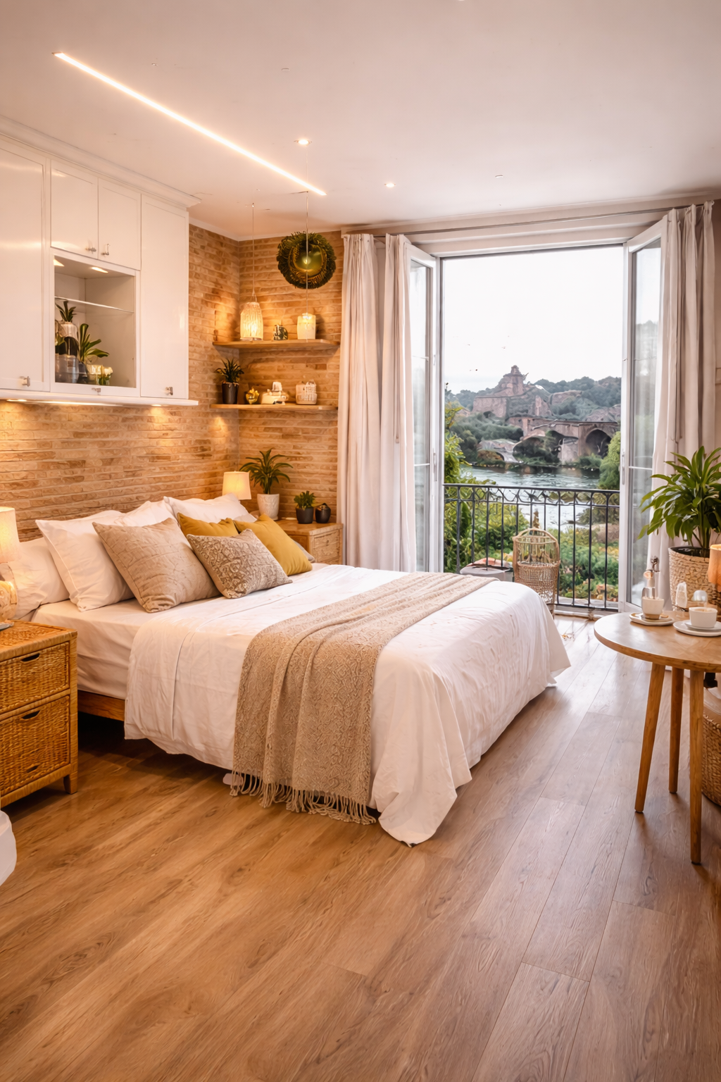 Chambre Airbnb lumineuse et parfaitement décorée avec vue sur le centre historique de Montauban.